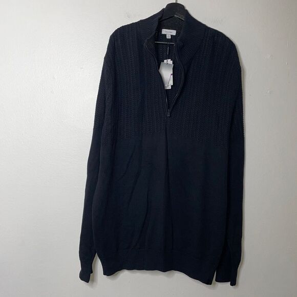 Calvin Klein Mens Size 2XL Multi-Textured Knit Sweater Black - Picture 2 of 13
